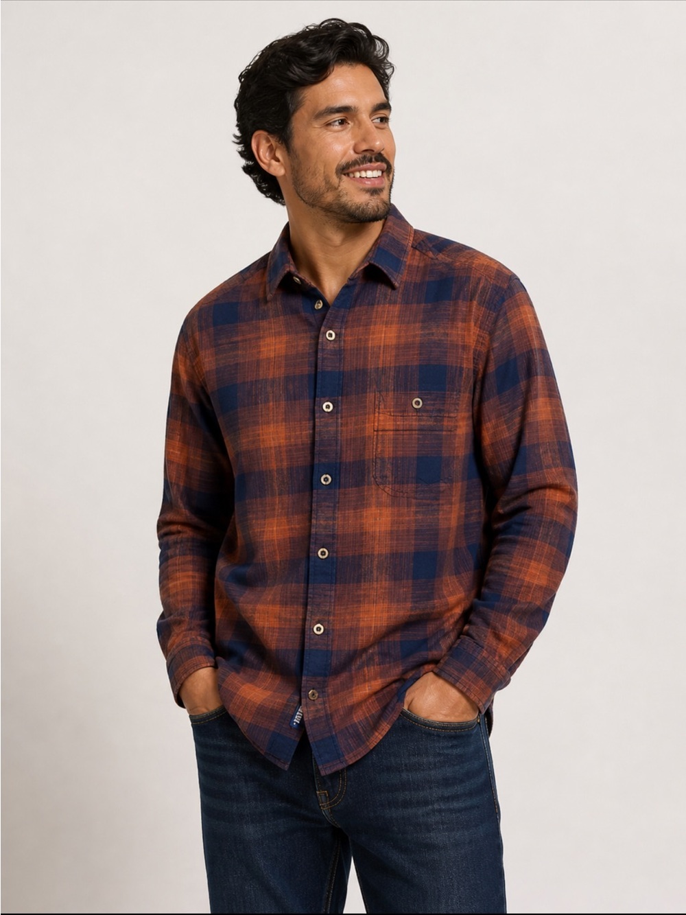 ROWM Men’s L Plaid Button Down Long Sleeve Shirt Casual Style Comfort Classic